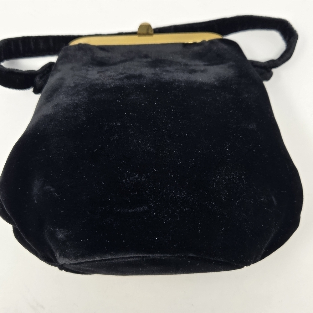 VINTAGE HANDBAGS BY G.D.K. BLACK VELVET TOP HANDLE MINI BAG PURSE WOMEN ELEGANT - Picture 3 of 12
